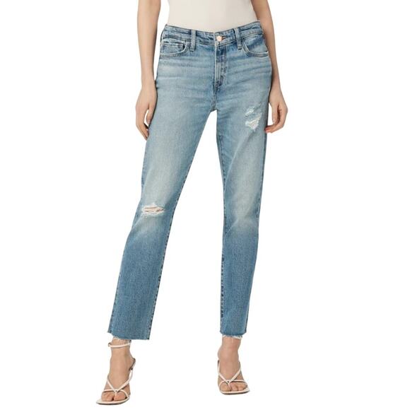 Joe’s Jeans Women’s Distressed Blue The Lara Straight-Leg Cigarette Ankle Jeans